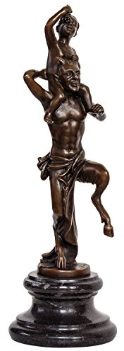 aubaho Bronzeskulptur Kleiner Bacchus Wein Faun im Antik-Stil Bronze Figur Statue 31cm