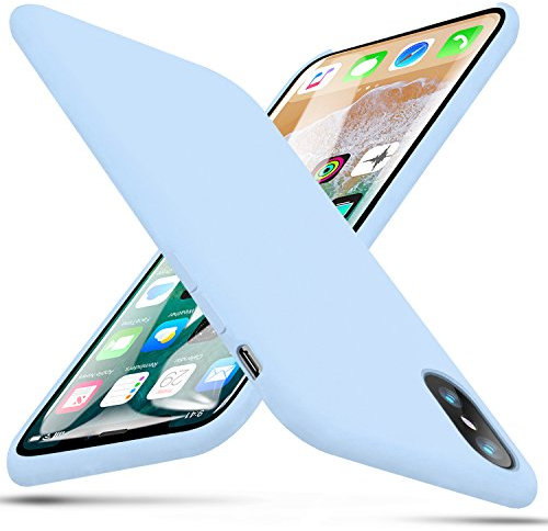 BKSTONE iPhone X Case, iPhone Xs Case Liquid Silicone Gel Rubber Shockproof Case with Soft Microfiber Cloth Lining Cushion for 5.8 Apple iPhone XS/X Case (Light blue)