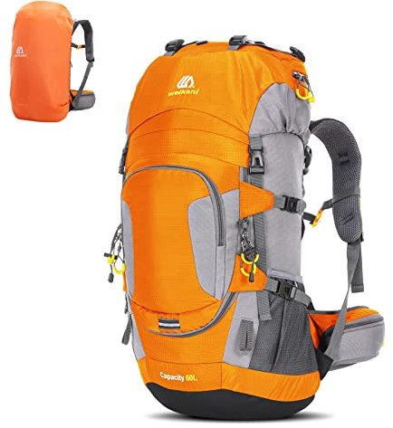 Lixada Wanderrucksack, 50 l, mit Schutzhülle, wasserdicht, ultraleicht, für Bergsteigen, Klettern, Trekking, Sport, Reisen, Camping