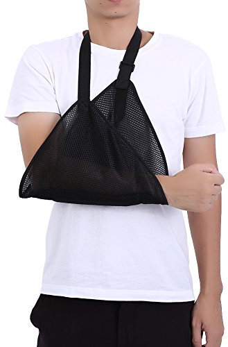 Atmungsaktive Mesh Armschlinge, Armschlaufe für Luxation und Verstauchungen, Handgelenk Ellenbogenbandage Schulter Immobilizer Rotator Cuff Support Schulter mit verstellbarem, Männer & Frauen(Schwarz)