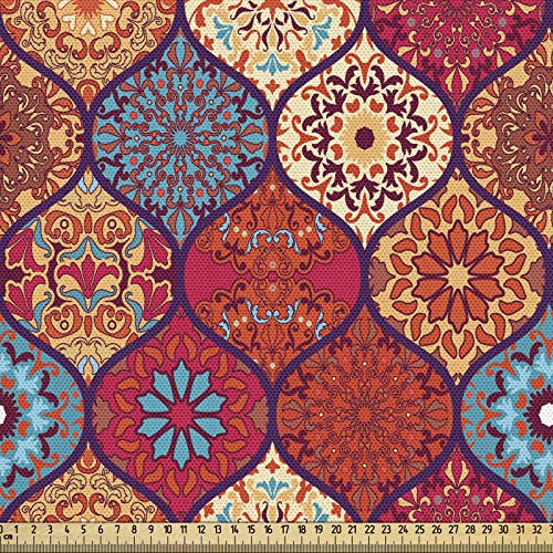 ABAKUHAUS marocchino Tessuto a Metraggio, Oriental ondulata naturale, Tessuto Decorativo per Tappezzeria e Accenti Casa, 1 m, Lampone Pesca Scura