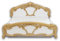 Stella Trading Claudia Königliches Doppelbett mit goldenen Ornamenten 180 x 200 cm - Schlafzimmer Komplett-Set im Barock Design, Weiß - 203 x 124 x 214 cm (B/H/T)