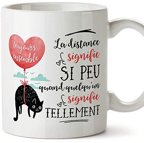 MUGFFINS Mug/Tasse Saint Valentin (Je t'aime) - la distance signifie si peu - Idées Cadeaux Romantique pour Amoureux/Petits Amis/Copains