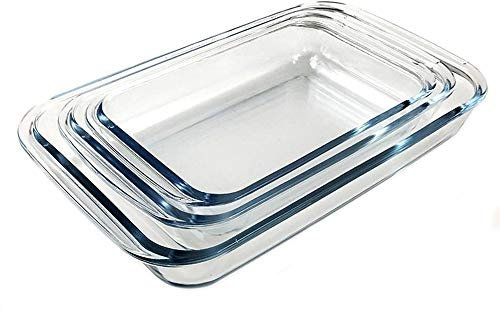 Thulos Bandejas de Vidrio/Set de 3 bandejas de Vidrio rectangulares para Horno, 1.0L, 1.6l, 2.2l TH-KA019