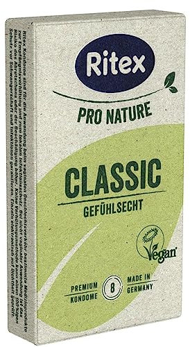 Ritex Pro Nature Classic, 8 anatomische Kondome für natürlich viel Gefühl, Öko-Kondome, nachhaltig produziert