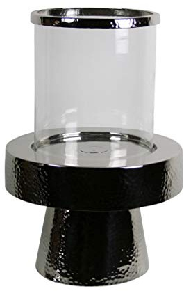 AM-Design Windlicht, Aluminium/Glas, Silber, 33x33x59 cm