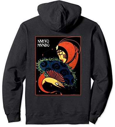 Nuevo Mundo Art Magazine Retro Vintage Woman Hat Fan Pullover Hoodie