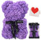 FVXR Rose Bear, Rose Teddy Bear 10 Inch Dozen Flowers Artificial Plants Decorations, Gift for Valentines Day, Mothers Day, Christmas,Birthday,Wedding Party Decorations with Clear Gift Box (05-Purple)