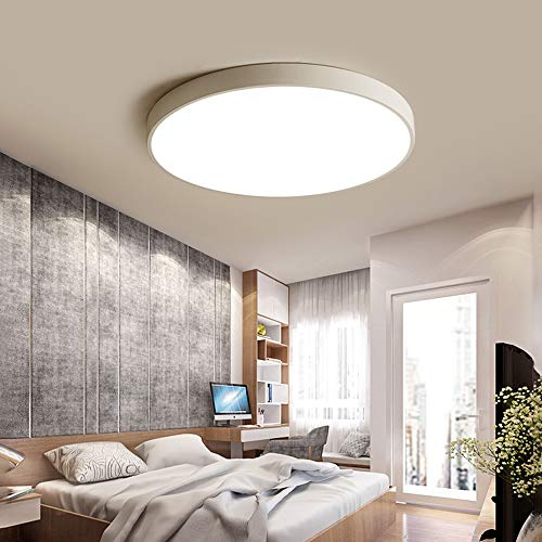 Elegante Deckenleuchte Deckenlampe Weiß LED Dimmbar Modern Schlafzimmer-lampe, Klassisch Rund Wohnzimmer-lamp mit Fernbedienung, Decke Beleuchtung Küchen insel bar Büro Treppe Wandleuchte (Ø80CM)