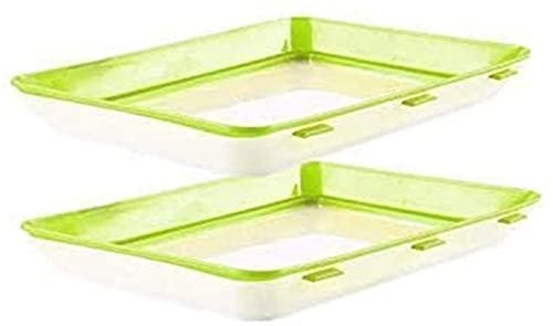 Amini Frischhaltedose Aufschnittboxen Lebensmittelkonservierungsschale Aus Kunststoff wiederverwendbarer Kreative Lebensmittelkonservierung Tablett Schnalle Dichtung Vorratsbehälter Set (Grün-2pcs)