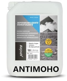 JOVIRA PINTURAS Impermeabilizante Hidrofugante ANTIMOHO. Transparente e Invisible, cubiertas, baldosas, hormigón, terrazas, tejados. Repelente al agua. (10 Litros - H.Antimoho) A-4C