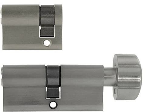 2er gleichschließend 1x Knaufzylinder 35/35 mm + 1x Halbzylinder 30/10 mm (Schließbart verstellbar) +5 Schlüssel