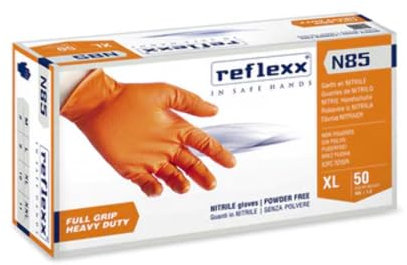 50 PZ GUANTI IN NITRILE FULL GRIP N85 Taglia XL Arancio Edilizia Generica