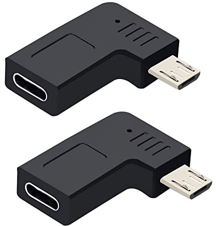 GELRHONR Adaptateur Micro USB vers USB C coudé, connecteur Micro USB vers Type C à 90 degrés pour Smartphone Dash Cam Système de Navigation de Voiture-2PCS (Angle Gauche Micro USB vers Type-C)