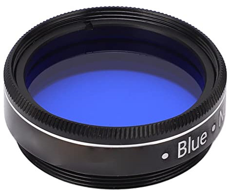 Akozon 1.25 Inch Moon Filter Eyepiece Filter Telescope Filter 80A Improving Clarity Planetary Filter Optical Glass Telescope Filter with Storage Box for Star Cluster Observation