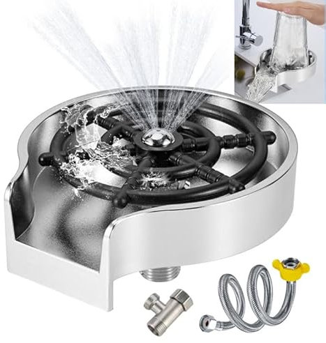 Lavadora de botellas de grifo de cocina, accesorios de limpieza de arandela de vidrio de grifo, arandela de botella de grifo para biberón, lavadora de vidrio de fregadero de cocina (plata mate)