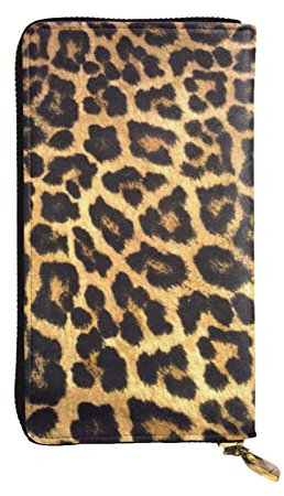 AABSTBFM Portefeuille long en cuir imprimé léopard pour homme et femme avec fermeture éclair, imprimé léopard, Taille unique