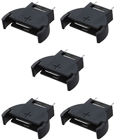 Dehumi 5 Pcs Noir Plastique CR2032 Button Batterie au Lithium Supports de Batterie
