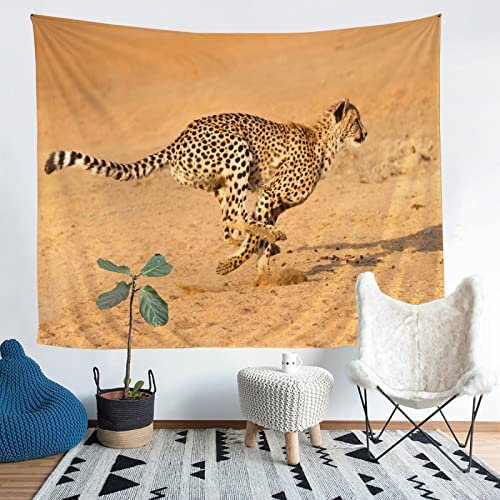 PUSHTIRA Tapisserie Wandteppich ​Wandtuch Afrikanisch & Leopard Wandbehang Home Decor Wandteppiche Wandkunst für Zimmer 150 x 200cm