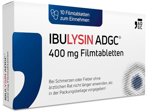 Ibulysin ADGC® 10 Filmtabletten 400mg - lindert Gliederschmerzen, Kopfschmerzen, Zahnschmerzen und Fieber - ab 12 Jahren - Entzündungshemmend