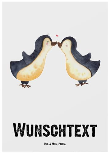 Mr. & Mrs. Panda Personalisierte Postkarte Pinguin Liebe - Personalisierte Geschenke, verliebt, Pinguin Paar, Liebesgeschenk, Jahrestag, Verlobung,