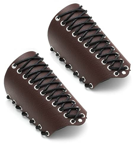 MILAKOO Herren Leder breite Manschette Wickelhandschuh Armband Verschluss Arm Rüstung Manschette Verstellbar