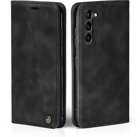 LBH Handyhülle für Samsung Galaxy S23+ in Schwarz mit Karten- und Geldfach Smartphone Hülle mit Standfunktion Flip Case Schutzhülle Magnetverschluss Vintage