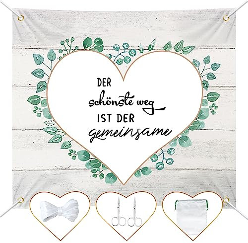 FORMIZON Hochzeitslaken zum Ausschneiden, 200x180cm Herz Hochzeit Bettlaken inkl.2 Scheren und Beutel, Spiel für Das Brautpaar Hochzeit Bettlaken Hochzeitsspiele, Standesamt Überraschung (3)
