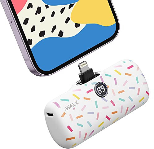iWALK Pattern Small Portable Charger 4800mAh, Colorful Mini Power Bank PD Fast Charging Cute Battery Pack with LED Display Compatible with iPhone 14/14 Pro Max/13/12/11 Series/X/8/7/6