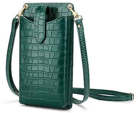 Peacocktion Handytasche zum Umhängen, Kleine Umhängetasche Damen, Crossbody Handytasche Geldbörse, Handy Umhängetasche mit Kartenfächer, Crossbody Tasche für Damen, 06-Grün Krokodil
