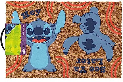Disney LILO & STITCH Fussmatte (Hey See Ya Later Design) Kokos-Türmatte, für Außen und Innen 40cm x 60cm - Offizielles Lizenzprodukt