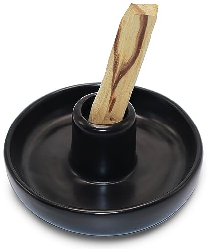 BEYLAB Palo Santo Halter, Räucherstäbchenhalter für Palo Santo Sticks Brenner räucherholz, Meditations Yoga Holz Brenner Schüssel Ständer mit Aschenfänger Modern Minimalistisch - Schwarz