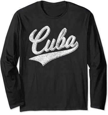 CUBA BASEBALL VARSITY SCRIPT CLASSIC SPORT JERSEY STYLE Langarmshirt