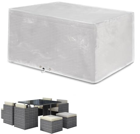 Funshot Abdeckung für Würfel Gartenmöbel Wasserdicht Schutzhülle Gartentisch Abdeckplane für Loungemöbel Möbelsets ,Winterfest,Winddicht Anti-UV,Transparent,135x135x71cm
