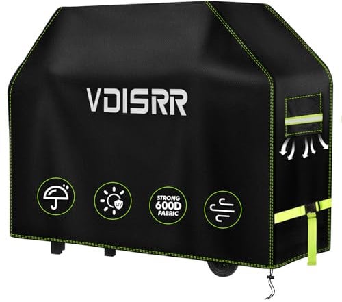 VDISRR Grillabdeckung Wetterfest, Schwerlast 600D Oxford Grill Abdeckhaube mit Lüftungsfenster, Hochwertiges Schutzhülle für Grills, 183x66x130cm, Schutz Grill vor Rost und Schimmel