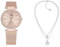Tommy Hilfiger Montre Analogique à Quartz pour Femme avec Bracelet milanais en Acier Inoxydable Couleur Or Rose - 1782508 + Jewelry Collier pour Femme en Acier inoxidable avec Cristaux - 2780067
