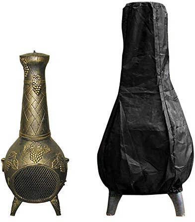 Large Chimenea Cover 122X21X61CM Waterproof Windproof Anti-UV Heavy Duty 210D Oxford Fabric Outdoor Garden Heater Cover Chiminea Protector Garden Patio Heater Cover