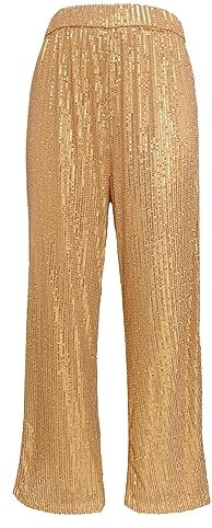 Pailletten Hose Damen Lang Gold - Lack Leggings Damen Silber - Hochtaillierte Paillettenhose Mit Weitem Bein Stretch Leggings Modische Freizeithose Silber-Freizeithose Elegant Sommmerhose/Jogginghose