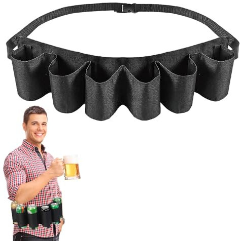 Portable Trinker Bier, Biergürtel Bierhalter, Bier Getränkedosengürtel, Soda Kann Gürtelhalter, Geeignet für Camping, Wandern, Picknicks, Grillen im Freien, für 6 Dosen Bier Oder Getränke, Schwarz