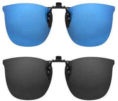 Hifot Clip Gafas de Sol polarizadas Lentes 2 Piezas, Flip up Gafas de Sol para Mujer Hombre, Suplementos de Sol para Gafas graduadas