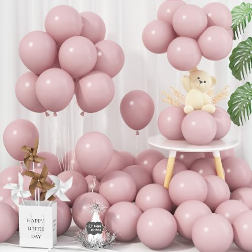 Jobkoo 5 Inch Pink Balloons, 60 Pcs Boho Dusty Rose Pink Balloon Small Retro Blush Party Balloons 5'' Mini Latex Helium Balloon for Girl Baby Shower Wedding Birthday Party Decor