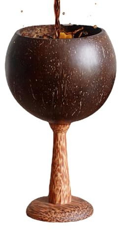 Becher für , Kokosnuss-Muschel-Weinkelch mit Holzsockel, Retro- , Wein-Cocktailgläser für Bankette, Familienfeiern, Strandurlaub 191/200)