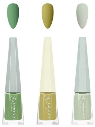 Nail Varnish Set,3PCS Matte Nail Polish,Natural Water Based Long Lasting No Need Cure,Matcha Milk Green Nail Polish Set for Women DIY Nail Art at Home,10ML (Green, One Size)