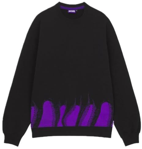 Octopus Brand Felpa Girocollo Lower Crewneck Banda tentacoli Tagliati Felpata Nero Milano 2024 Originaleb (IT, Testo, S, Regular, Regular, Nero Viola)