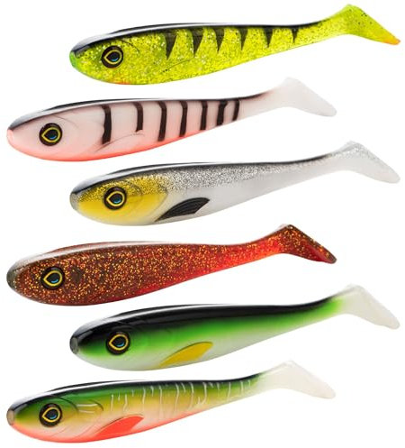 Zite Fishing Inzite Flanker Hecht-Köder-Set | 6 Farben Gummiköder | 18,5 cm Angelköder für den Hecht-Angler | Fängiger Hechtgummi | Robuster & Effektiver Gummifisch | UV-Aktiv