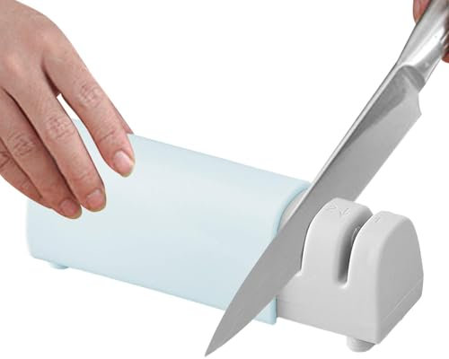 SharpKnife Sharpener, Knives and Scissors Sharpener, Knives Sharpener Grinder, Easy-to-Use and Quick Sharpener for Home Cooks and Professionals 12.3x5x6cm