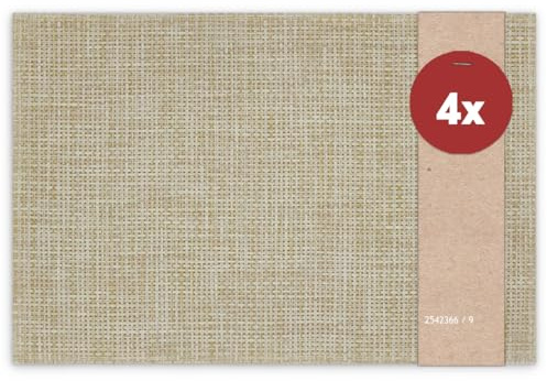 Moderne Tischsets in Beige im 4er Set - Abwaschbare Platzsets als rechteckige Tischuntersetzer - Gewebtes Platzdeckchen als Tischunterlage für Esstisch Wohnzimmer Tisch-Deko