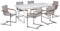 Beliani Gartenmöbel-Set für 6 Personen mit Ausziehbarer Esstisch aus Aluminium, Edelstahl, in Weiß/Beige Valcanetto/Cosoleto