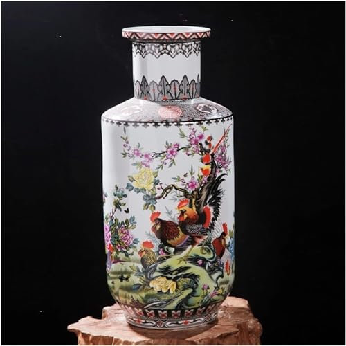 ZGSSOPTU Vase décoratif en porcelaine pour bureau, entrée de style chinois moderne, grand vase en céramique décoratif pour sol (A vert)