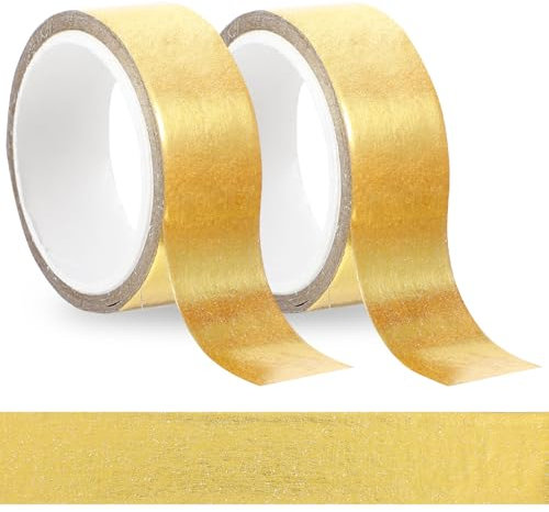 Ymapinc 2 Rollen Goldenes Klebeband, Goldenes Washi Tape Metallic Craft Dekoratives Klebeband Gold Selbstklebend Washi Tape Für Wanddekorationen Geschenkverpackung Scrapbooking(15mm x 5m)